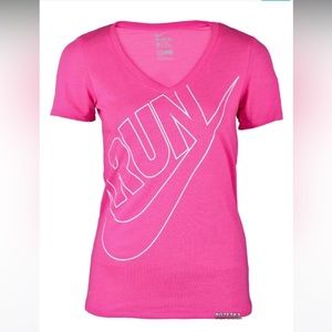 Nike Hot Pink Run Swoosh V-Neck T-shirt